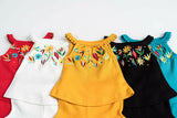 Embroidered Tank And Tap Short Set 0-3M Tangerine Floral