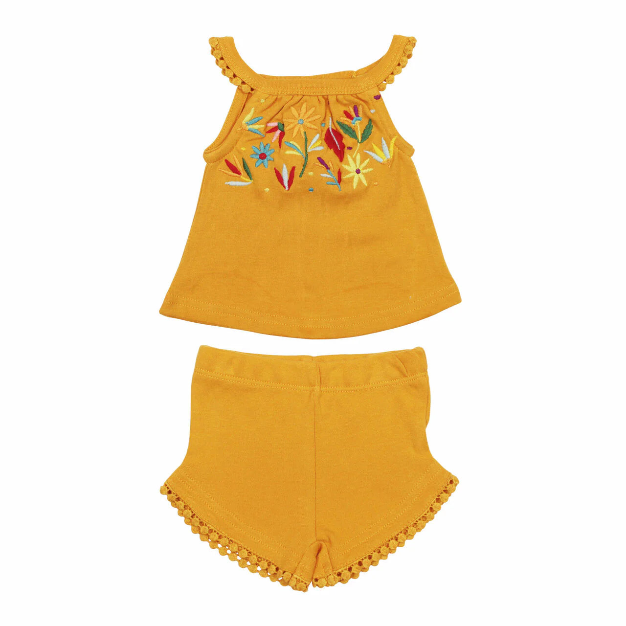 Embroidered Tank And Tap Short Set 0-3M Tangerine Floral