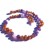 Violet Amber & Gemstone Necklace-Medium