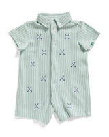 Boys Golf Embroidered Pique Knit Romper