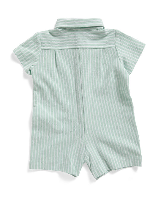 Boys Golf Embroidered Pique Knit Romper