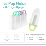 Melii - Ice Pop Molds with Tray, 6 Make-Your-Own Popsicle Molds