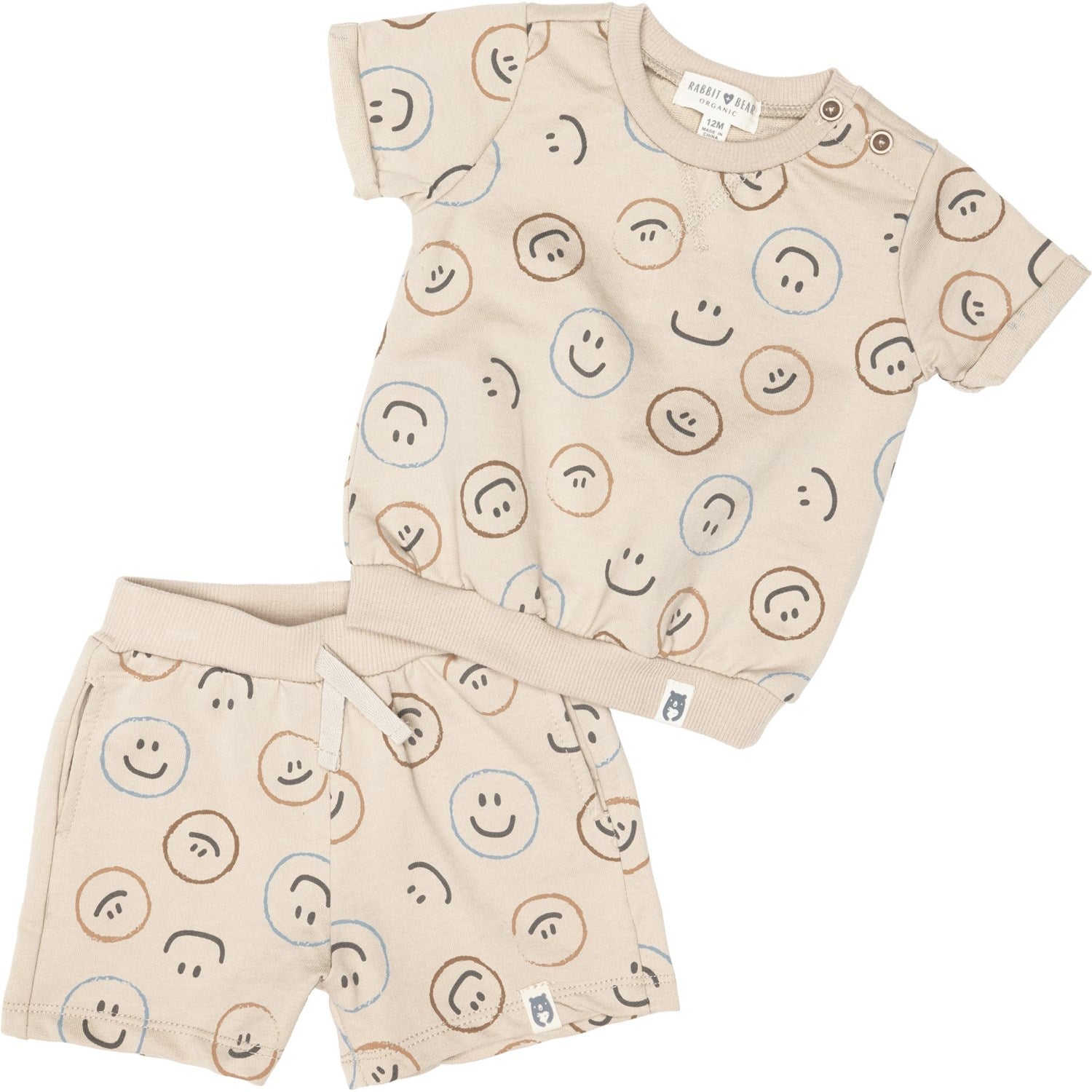 Rabbit + Bear Organic Infant Organic Cotton Shirt and Shorts Set - Short Sleeve