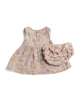RABBIT AND BEAR ORGANIC Girls 3pc Muslin Floral Dress Set With Toy And Bloomers