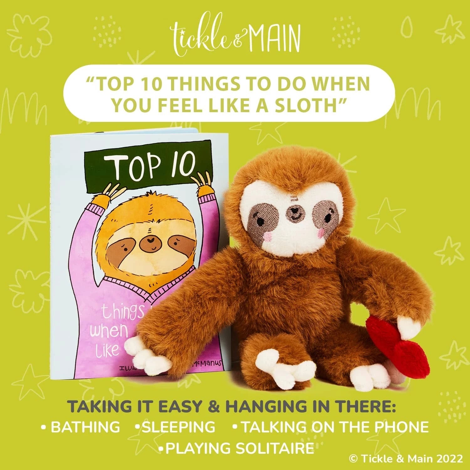 Tickle & Main Get Well Gifts-Feel Like a Sloth?Hang in There!Get Well Soon Gift Set