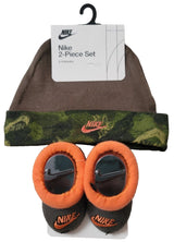 Nike 2 Piece Set Hat Beanie & Booties Orange Green 0-6 Months