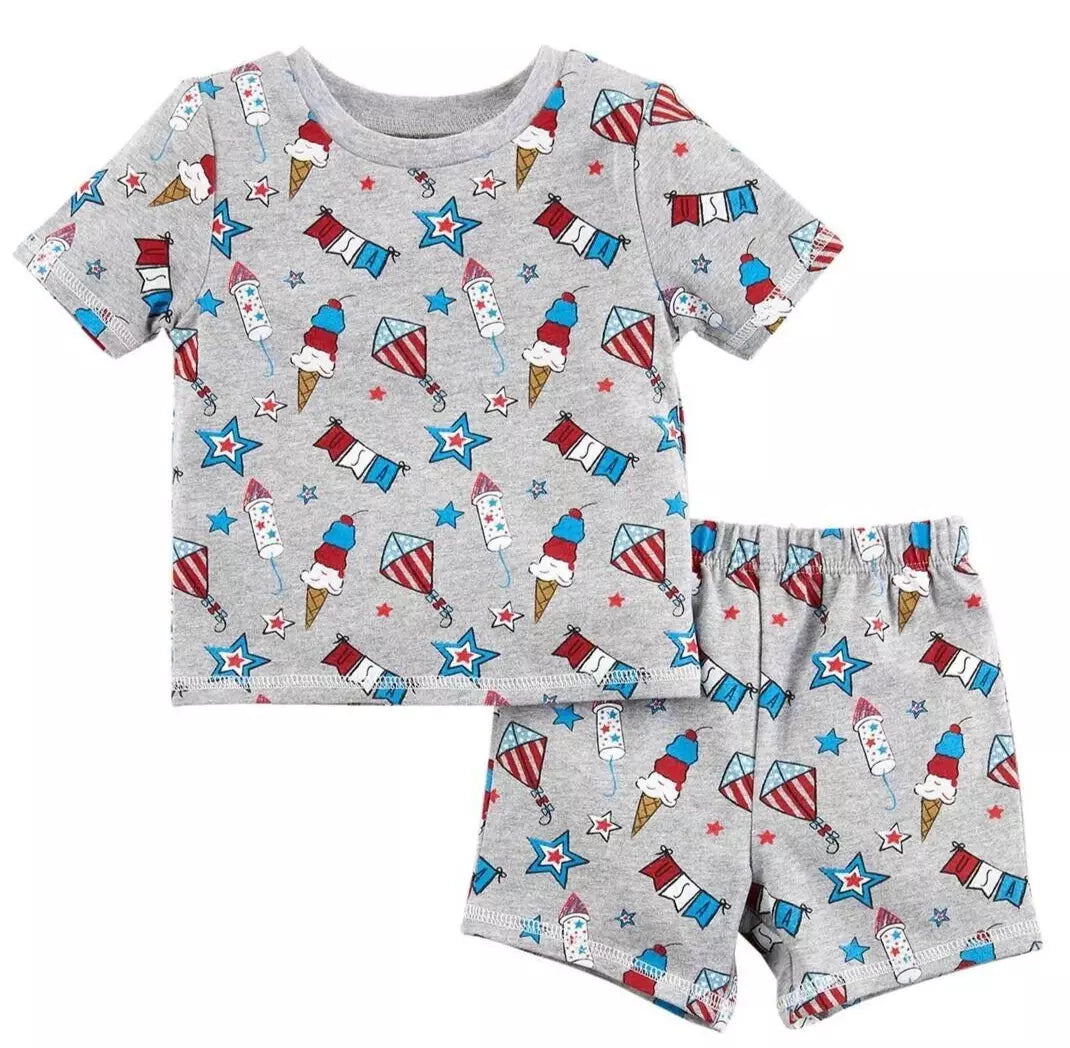 Fourth Of July Short Sleeve Pajama Set-9-12M