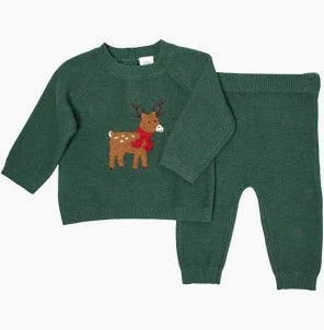 Baby Unisex (3M) Little Me® Reindeer Knit Sweater & Pants Set