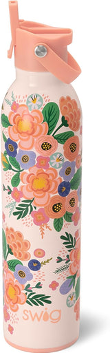 Swig Life 26oz Insulated Water Bottle, Travel Water Bottle with Straw and Lid, Cup Holder Friendly, Stainless Steel (Full Bloom)